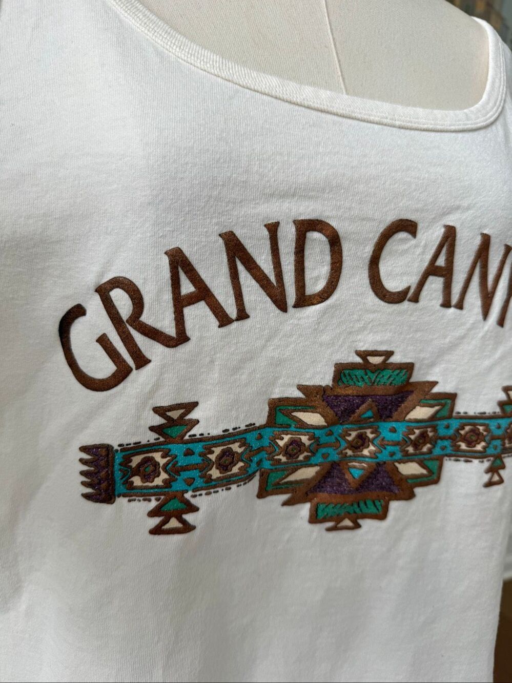 Vintage 90s Grand Canyon Cotton Tank Top Aztec Southwestern XL - Picture 3 of 8